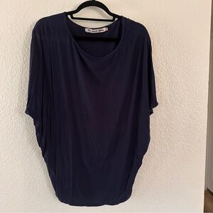 Michael Stars Navy Blue Dolman Sleeve Top OS Stretchy Soft Minimalist Classy Tee